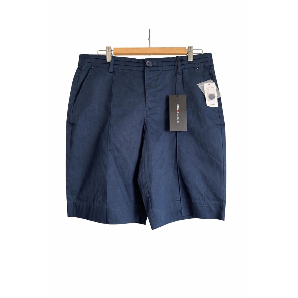 Intro. Navy Satin Bermuda Shorts Tummy Control Size 10 NWT MSRP $39